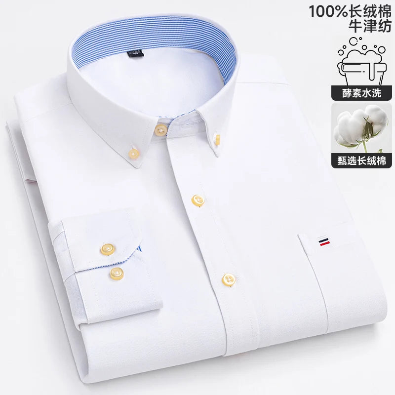 Men's Long-Sleeve Button-Down Oxford Shirt. 100% cotton Oxford fabric.