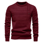 Men's Textured Stripe Crew-Neck Jumper. 95% cotton, 5% elastane.