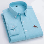 Men's Cotton Oxford Shirt in Plain, Stripe & Check. Oxford cotton fabric.