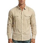 Men's Textured Twin-Pocket Utility Shirt. Textured fabric.