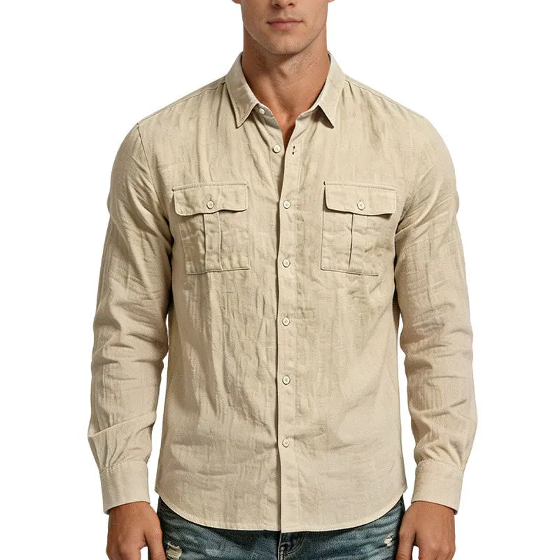Men's Textured Twin-Pocket Utility Shirt. Textured fabric.