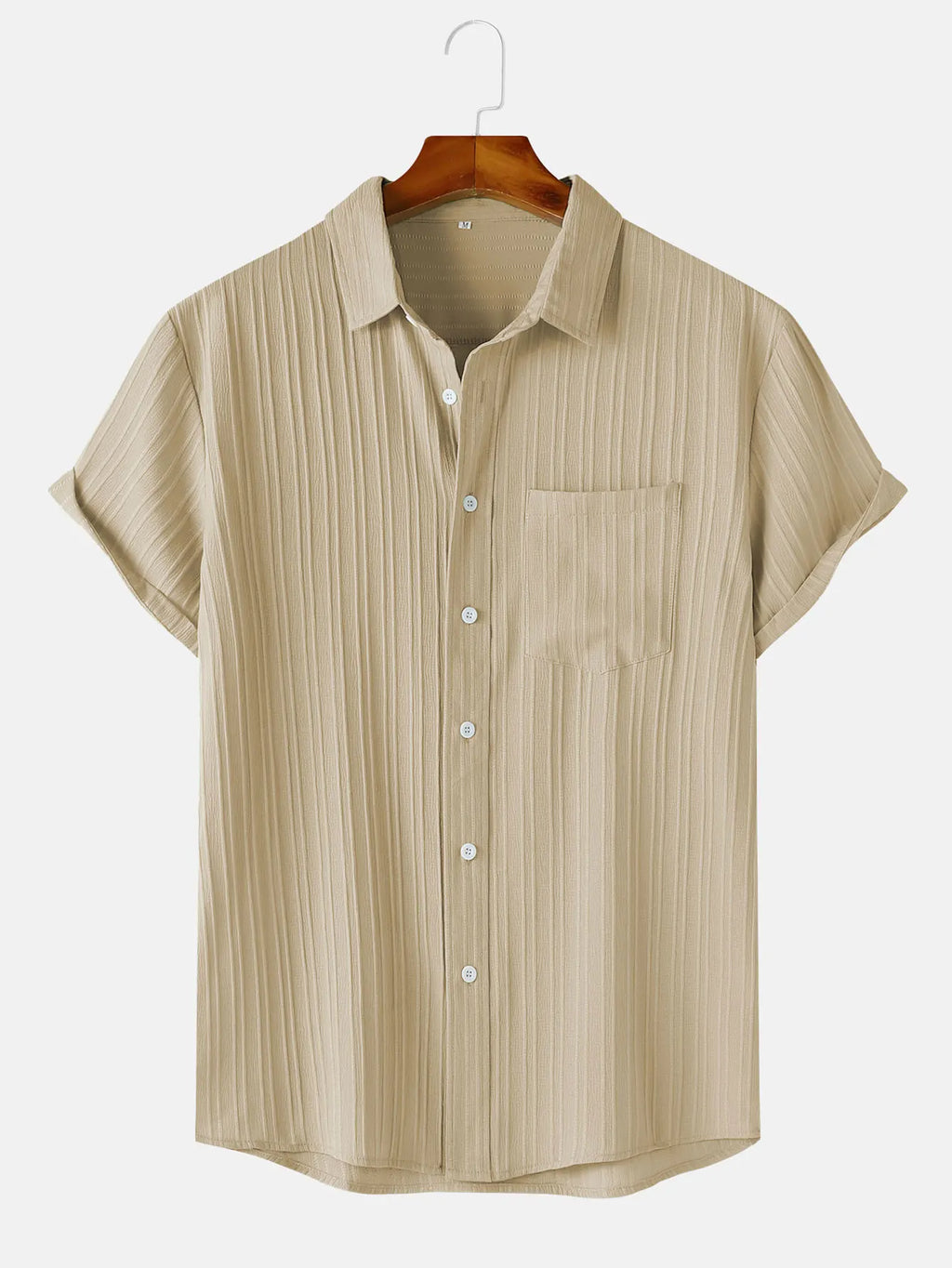 Men's Textured Short-Sleeve Button Shirt. Textured finish.