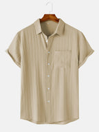 Men's Textured Short-Sleeve Button Shirt. Textured finish.