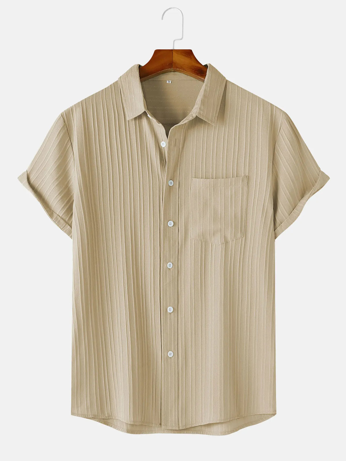 Men's Textured Short-Sleeve Button Shirt. Textured finish.