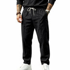 Men's Textured Tapered Drawstring Trousers. Textured finish.