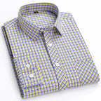 Men's Cotton Point-Collar Check Shirt. 100% cotton.