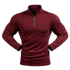 Men's Marl Stand-Collar Quarter-Zip Pullover. Marl texture.