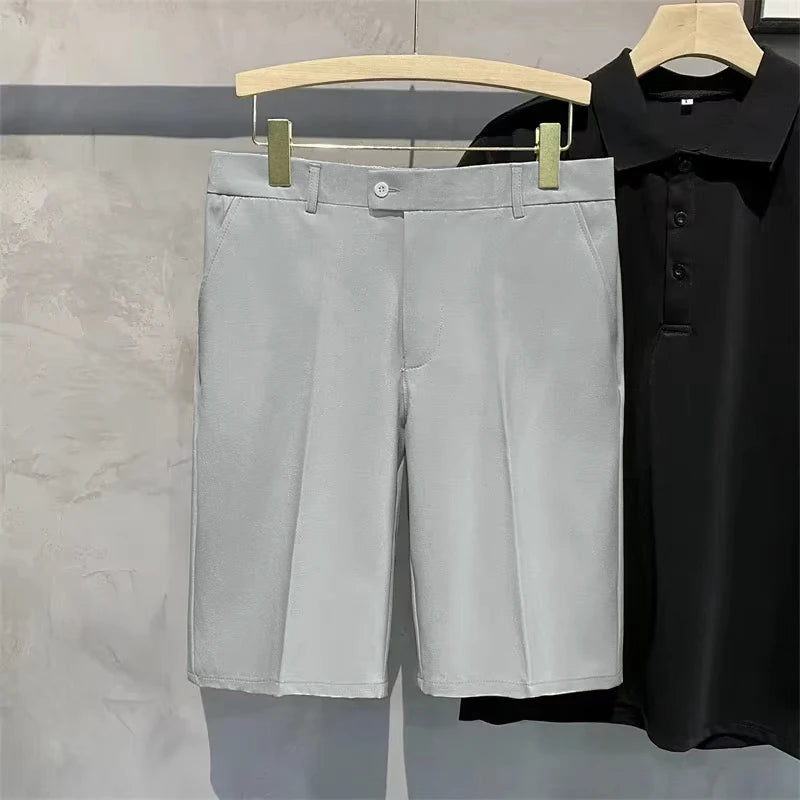 Men's Tailored Pleated Chino Shorts. Pleated front.