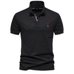 Men's Pique Polo With Giraffe Embroidery. Piqué texture.