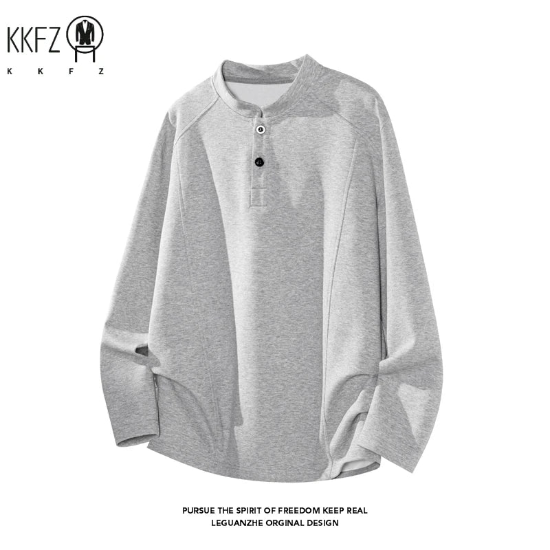 Men's Raglan Long-Sleeve Henley Top. Raglan sleeves.