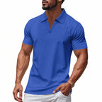 Men's Waffle Open-Collar Polo Shirt. Waffle texture.