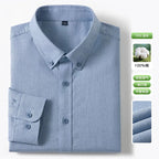 Men's Fine-Stripe Cotton Button-Down Shirt. 100% cotton.
