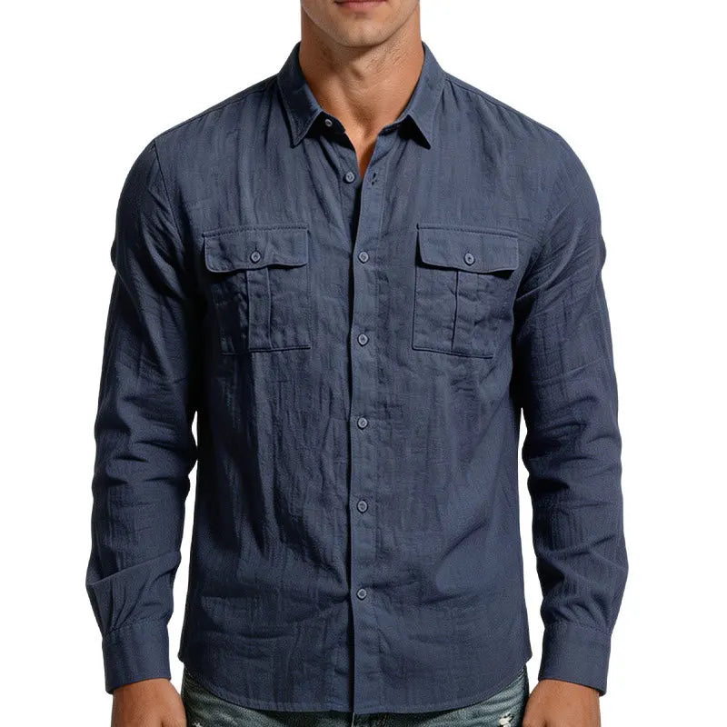 Men's Textured Twin-Pocket Utility Shirt. Textured fabric.