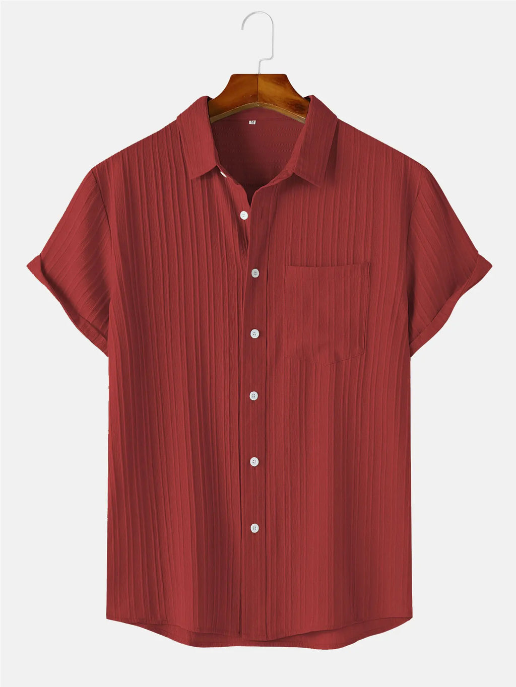 Men's Textured Short-Sleeve Button Shirt. Textured finish.