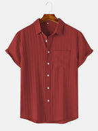 Men's Textured Short-Sleeve Button Shirt. Textured finish.