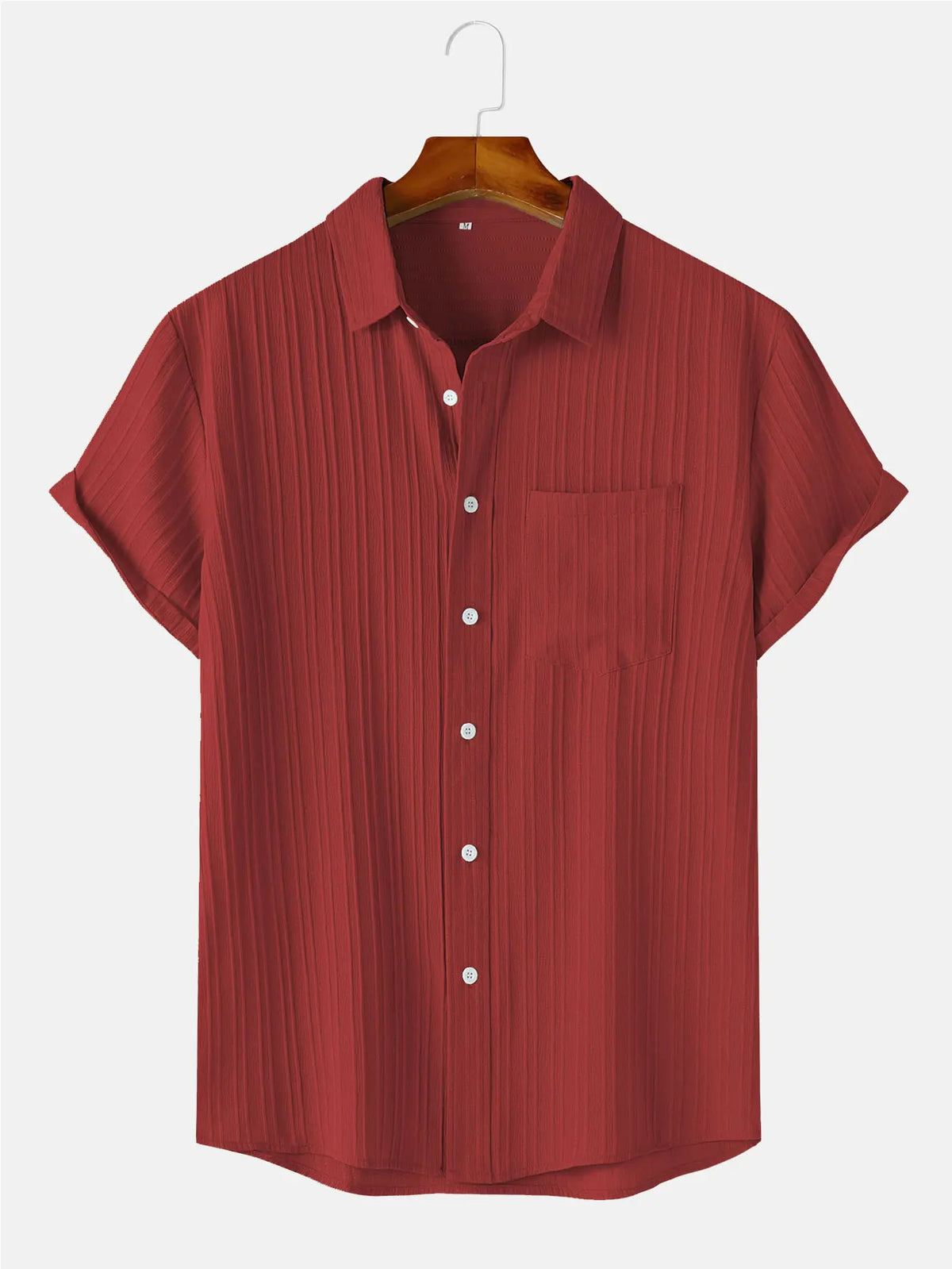 Men's Textured Short-Sleeve Button Shirt. Textured finish.