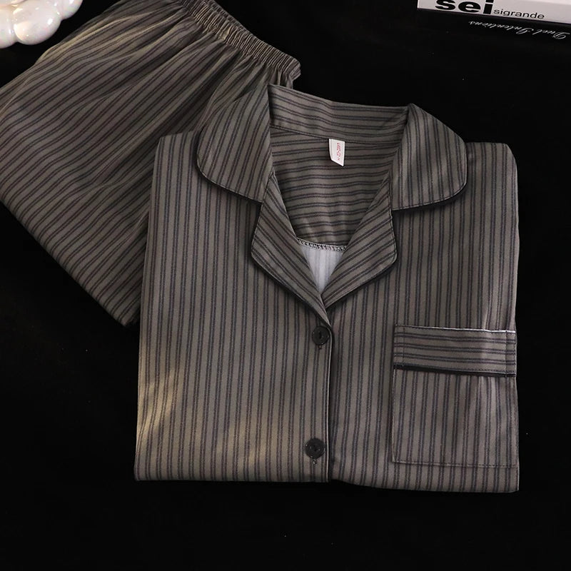 Cotton Pinstripe Pyjamas in Men's & Women's Fits. Cotton fabric.