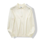 Men's Collared Zip-Neck Knit Polo. Fold-over polo collar.