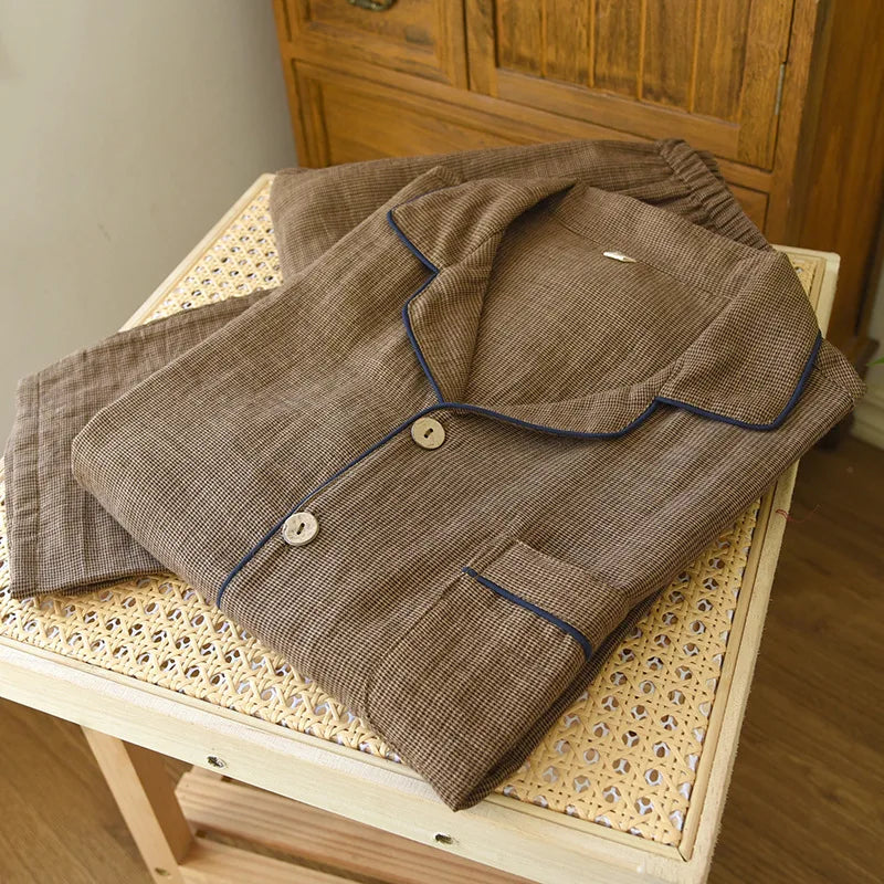 Men's Double-Gauze Cotton Pyjama Set. Double-gauze cotton.