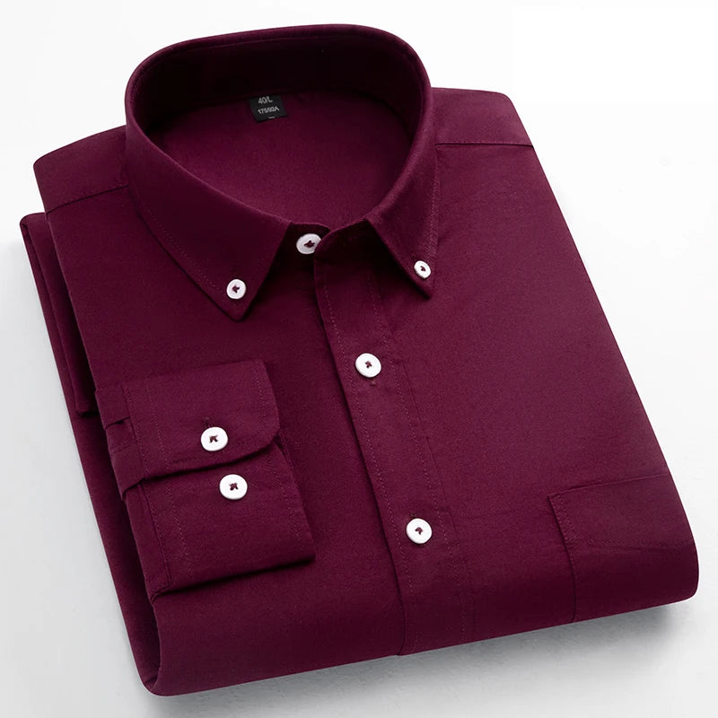 Men's Plain Cotton Oxford Shirt With Chest Pocket. 100% cotton Oxford fabric.