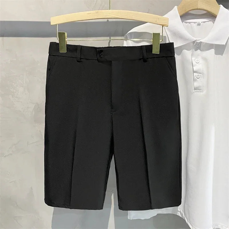 Men's Tailored Pleated Chino Shorts. Pleated front.