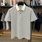 Men's Fine-Stripe Short-Sleeve Polo. Fine horizontal stripes.