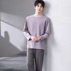 Men's Relaxed Cotton Crew-Neck Lounge Set. Cotton fabric.
