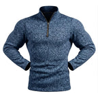 Men's Marl Stand-Collar Quarter-Zip Pullover. Marl texture.