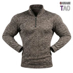 Men's Marl Stand-Collar Quarter-Zip Pullover. Marl texture.