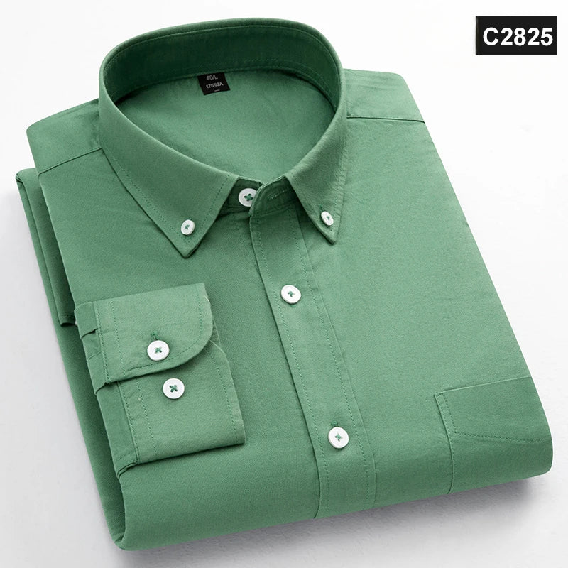 Men's Plain Cotton Oxford Shirt With Chest Pocket. 100% cotton Oxford fabric.