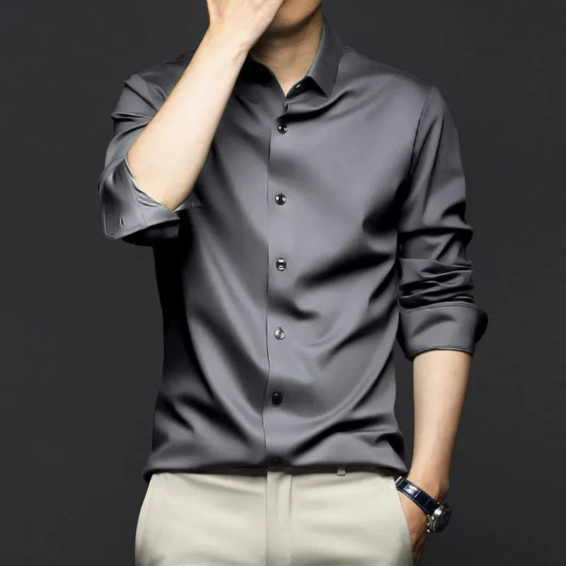 Men's Smooth Cotton-Blend Poplin Shirt. Cotton, rayon and polyester blend poplin.