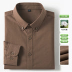 Men's Fine-Stripe Cotton Button-Down Shirt. 100% cotton.
