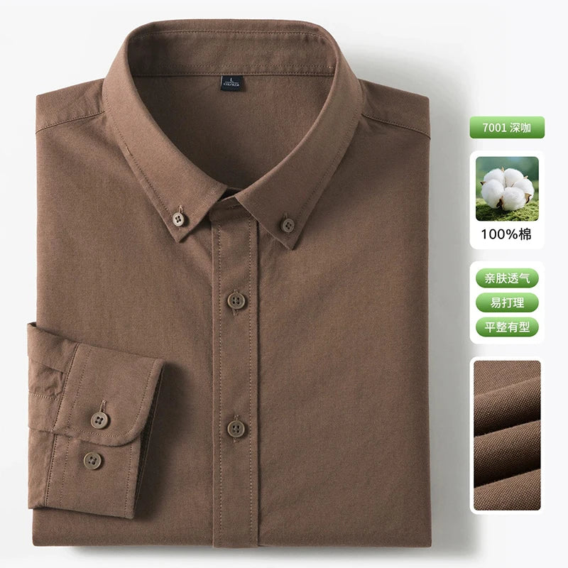 Men's Fine-Stripe Cotton Button-Down Shirt. 100% cotton.
