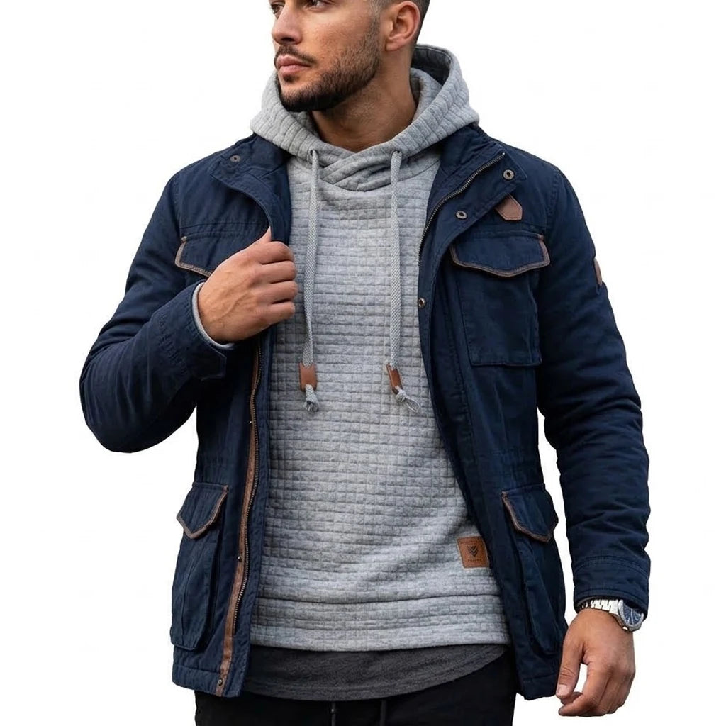 Men's Textured Waffle Pullover Hoodie. Textured waffle finish.