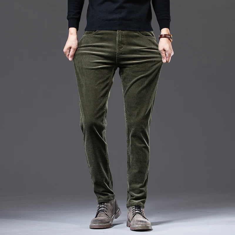 Men's Straight Corduroy Trousers. Fine corduroy texture.