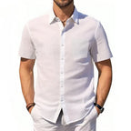Men's Cotton-Linen Summer Pocket Shirt. Cotton and linen blend.