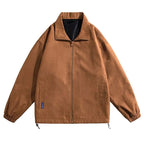 Men's Suede-Look Collared Bomber Jacket. Suede-look polyester fabric.