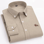 Men's Cotton Oxford Shirt in Plain, Stripe & Check. Oxford cotton fabric.