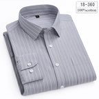 Men's Cotton Stripe & Check Collar Shirt. 100% cotton.