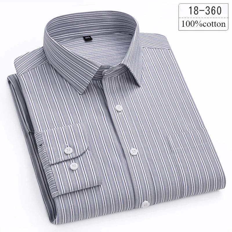 Men's Cotton Stripe & Check Collar Shirt. 100% cotton.