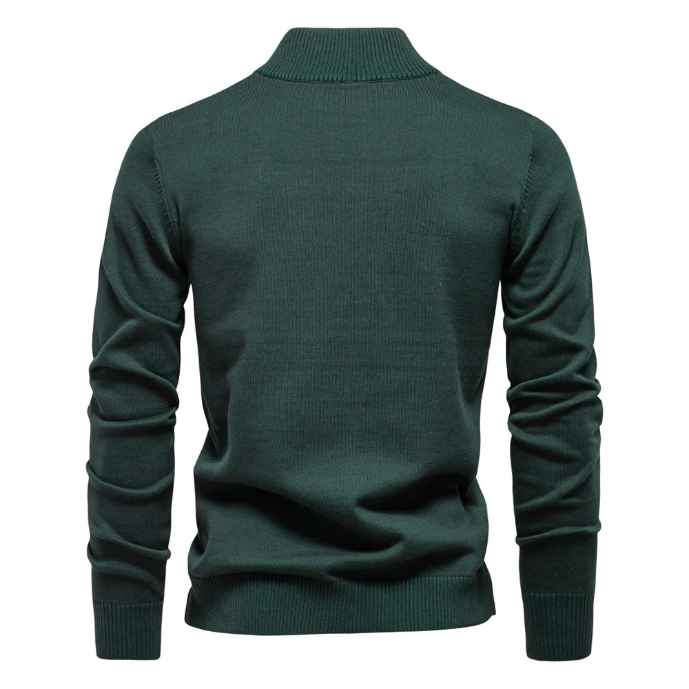 Men's Cotton-Blend Quarter-Zip Jumper. 95% cotton, 5% elastane.