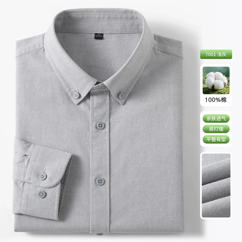 Men's Fine-Stripe Cotton Button-Down Shirt. 100% cotton.
