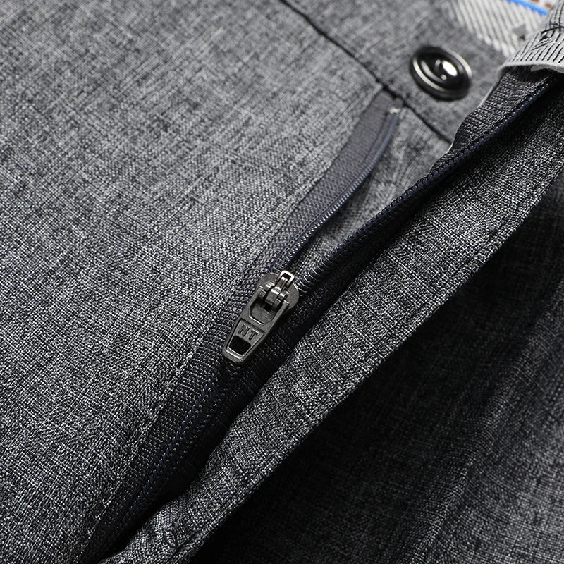 Men's Melange Straight-Leg Tailored Trousers. Polyester fabric.