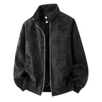 Men's Suede-Look Snap-Collar Zip Jacket. Suede-look surface.