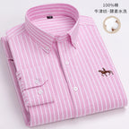 Men's Cotton Oxford Shirt in Plain, Stripe & Check. Oxford cotton fabric.