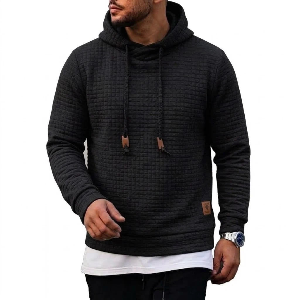 Men's Textured Waffle Pullover Hoodie. Textured waffle finish.