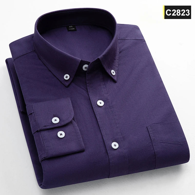 Men's Plain Cotton Oxford Shirt With Chest Pocket. 100% cotton Oxford fabric.
