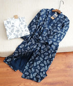 Men's Patterned Cotton Gauze Robe. Cotton gauze.