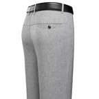 Men's Melange Straight-Leg Tailored Trousers. Polyester fabric.