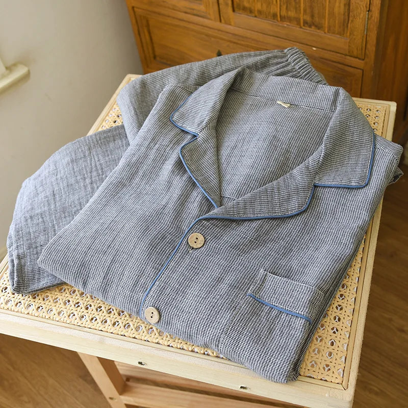 Men's Double-Gauze Cotton Pyjama Set. Double-gauze cotton.